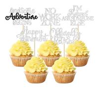 Gyufise 30Pcs Happy Retirement Cupcake Toppers Officially Retired No Work Zone Adventure Begins Cupcake Picks for Retirement Theme Farewell Birthday Party Cake Decorations Supplies Silver