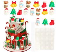 Gyufise 30Pcs Resin Merry Christmas Cupcake Toppers Santa Claus Snowman Christmas Tree Cupcake Picks for Xmas Winter Holiday Theme Wedding Birthday Party Supplies Multi