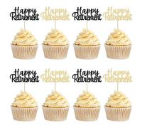 Gyufise 36 Pack Happy Retirement Cupcake Toppers Multicolor Glitter Retired Cupcake Picks Retirement Theme Birthday Party Cake Decorations Black and Gold
