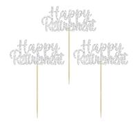 Gyufise 36 Pack Happy Retirement Cupcake Toppers SIlver Glitter Retired Cupcake Picks Retirement Theme Birthday Party Cake Decorations Rose Gold