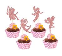 Gyufise 36Pcs Fairy Cupcake Toppers Rose Gold Glitter Flower Angel Fairy Cupcake Picks Ballet Dancer Cake Decorations for Wedding Bridal Shower Baby Shower Birthday Party Cake Decorations Supplies