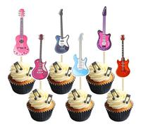 Gyufise 36Pcs Guitar Cupcake Toppers Music Lover's Birthday Cake Topper Decorations Rock Party Cake Decorations for Guitar Theme Birthday Baby Shower Supplies