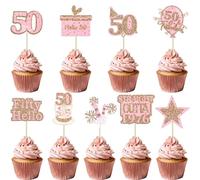 Gyufise 36Pcs Happy 50th Birthday Cupcake Toppers Glitter Rose Gold Fifty Straight Outta 1976 Cupcake Picks 50 Fabulous Cheers to 50 Years Cake Decorations for 50th Birthday Party Supplies