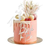 Gyufise 3Pcs Bride to Be Boho Flower Artificial Flower Bridal Shower Bachelorette Cake Toppers for Bohemian Wedding Baby Shower Birthday