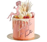 Gyufise 3Pcs Bride to Be Cake Topper Rose Gold Acrylic Cake Topper Boho Flower Artificial Flower Bridal Shower Cake Toppers Bachelorette Cake Topper for Bohemian Wedding Baby Shower Birthday