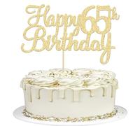 Gyufise 3Pcs Happy 65th Birthday Cake Topper Glitter 65th Birthday Cake Pick Cheers to 65 Years Old Sixty-five Fabulous Cake Decorations for 65th Birthday Theme Party Supplies Gold