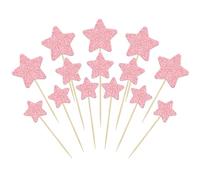 Gyufise 42Pcs Little Star Cupcake Toppers Pink Glitter Twinkle Star Cupcake Picks Wedding Engagement Bridal Shower Baby Shower Birthday Party Cake Decorations Supplies 3 Sizes