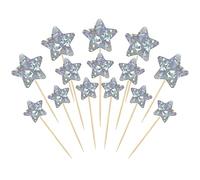 Gyufise 42Pcs Little Star Cupcake Toppers Twinkle Star Cupcake Picks Wedding Engagement Baby Shower Birthday Party Cake Decorations Supplies Mixed Size Silver Laser