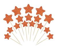 Gyufise 42Pcs Mixed Size Little Star Cupcake Toppers Orange Glitter Twinkle Star Cupcake Picks Wedding Engagement Bridal Shower Baby Shower Birthday Party Cake Decorations Supplies