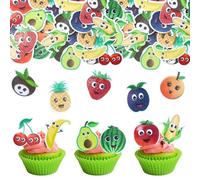 Gyufise 50Pcs Edible Fruit Theme Cupcake Toppers Apple Orange Peach Strawberry Banana Cupcake Picks Hawaii Fruit Cupcake Decor for Birthday Party Decoration Supplies