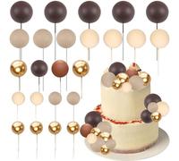 Gyufise 50Pcs Mini Balloon Cake Topper Colorful Brown Beige Balls Decorations Mix Size Faux Balls DIY Cake Insert Decorations for Baby Shower Wedding Bridal Shower Birthday Party Supplies