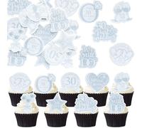 Gyufise 54Pcs Edible 30th Anniversary Cupcake Toppers Pearl Happy Wedding Glutinous Rice Paper Cheers to 30 Years We Still Do Picks Party Cake Decorations Supplies