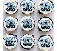 Gyufise 54Pcs Edible Happy Father's Day Cupcake Toppers Wafer Paper Love Dad Cake Toppers Edible Best Dad Ever Cupcake Picks for Father Day Theme Birthday Party Cake Decorations Black