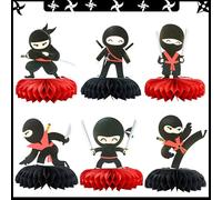 Gyufise 6Pcs Ninja Party Honeycomb Table Centerpiece Double Sided Martial Arts Karate Kung Fu Warriors Table Toppers Centerpieces for Ninja Theme Baby Shower Birthday Party Table Decorations Supplies