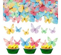 Gyufise 72Pcs Edible Cupcake Toppers - Butterfly Theme Cake Decoration for Baby Shower, Kids Birthday Party