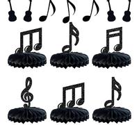 Gyufise 8Pcs Music Notes Honeycomb Table Centerpiece Black Glitter Musical Party Table Toppers Honeycomb Centerpieces for Music Concert Theme Baby Shower Wedding Birthday Party Supplies