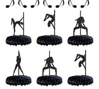 Gyufise 8Pcs Pole Dance Girl Honeycomb Table Centerpiece Black Glitter Pole Dancing Party Table Toppers Honeycomb Centerpieces for Bachelorette Bridal Shower Birthday Party Decorations Supplies