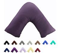 Gyulin 100% Cotton 300 Thread Count Envelope Style V Shaped/Tri/Boomerang Standard Pillow Case Cushion Cover Only Cover No Insert (Dark Purple)