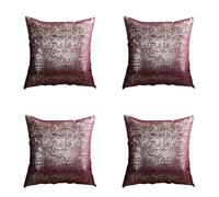 Gyulin Pack of 4,Silver Velvet Throw Pillow Covers 18x18 Inches, Sparkle Silver Foil Print Solid Square Pillow Covers Cushion Covers for Couch Sofa Home Bedroom Decor, Burgundy Red