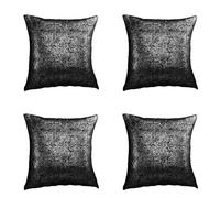 Gyulin Pack of 4,Silver Velvet Throw Pillow Covers 18x18 Inches, Sparkle Silver Foil Print Solid Square Pillow Covers Cushion Covers for Couch Sofa Home Bedroom Decor, Black