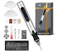 Gyunkyluve Upgraded Electric Engraving Pen,Wireless Engraving Pen Kit with 34 Bits & 3-Speed Adjust,Practice Materialse & Stencil,Rotary Tool for 60+ Surfaces Cordless Engraver Pen for Artists & DIY