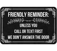 GYUOPLMB Doormat Friendly Reminder Unless You Call Or Text First We Don't Answer The Door Indoor Outdoor with Rubber Backing Rug Non Slip Doormat Entry Front Floor Mat Gift for Women Men 17x30 Inch