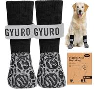 GYURO 2Prs Anti Slip Dog Socks Paws Stop Licking with Grips (Black, S)
