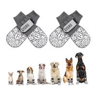 GYURO 2Prs Anti Slip Dog Socks Paws Stop Licking with Grips (Gray, L)