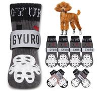 GYURO 4-Sided Anti Slip Dog Socks Paws Stop Licking with Adjustable Reflective Strap - Indoor Paw Protection, Traction Control & Anti-Licking Design for Hardwood Floors & Grip Safety (Gray, M)