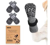 GYURO Anti Slip Dog Socks Stop Paw Licking Traction Protectors (Gray, M)