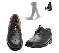 GYW Piper Ghillie Brogue with Grey Colour Kilt Hose Socks - Scottish Design - 100% Leather, All Weather - All Terrain Commando Sole, Unisex (UK 9.5)