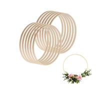 GYWHOOFT 12 Pieces Wooden Hoops, 15 cm Bamboo Hoop Rings Dream Catcher Bamboo Wood Rings for Weddings, Macramé Garlands, Making Decorations for Decorations