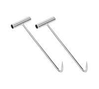 GYWHOOFT 2 Pieces T Hooks for Lifters, Chute Hooks, Skull Lifting, Heavy Duty Hooks for Lifting Manhole Covers, Tombino Hooks, for Roller Shutters, Waste and Hanging Meat