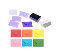 GYWHOOFT 50 Small Envelopes 10 x 7 cm, Mini Coloured Envelopes with 50 Blank Cards for Weddings, Parties, Birthdays, Gifts and Greetings (10 Colours)