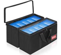 GYXZ DVD Storage Case 2 Pack, Each Holds 25 DVDs (50 Total), 15.5" x 5.7" x 8", Portable Organizer Bag with Clear Cover, Zipper & Handles, Black