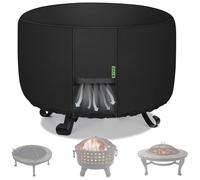 GYXZ Fire Pit Cover Round ( 44” Dia X 24”H ) Heavy Duty 600D Polyester with PVC Coating Material, Weather Resistant and Waterproof, Fire Pit/Bowl Cover, Black