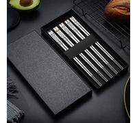 GYYJW Metal Chopsticks Reusable 304 Tainless Steel Chopsticks Safe Chop Sticks Cute Laser Engraved Non-slip Japanese Korean Chopstick for Cooking Eating