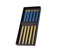 GYYJW Metal Chopsticks Reusable Gold 304 Stainless Steel Chopsticks Dishwasher Chop Sticks Laser Engraved Korean Japanese Chopsticks for Cooking Eating 5 Pairs (Blue)