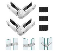 Gyykzz 2 Pack Adjustable Glass to Glass Clamp, 90 to 270 Degree Railing Clamp Indoor & Outdoor, Brushed Finish Stainless Steel T304 Railing Clip Brackets for Fence, Balustrade, Balcony Deck