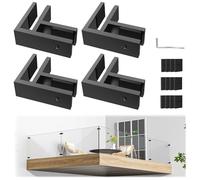 Gyykzz 4 Pack Black Stainless Steel 304 Bracket for Glass, Double Sided Railing Glass Clip Holder with Rubber Gaskets for Coastal Outdoor Balustrade (90 Degree)