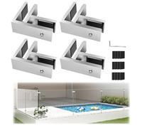Gyykzz 4 Pack T316 Marine Grade Railing Glass to Glass Clamp, Stainless Steel Bracket for Balustrade, 90 Degree Brushed Finish Railing Clip Holder for Pool Fence, Balustrade, Balcony Deck