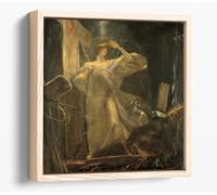 Gyzis Nikolaos - Archangel, study for the Foundation of the Faith. Canvas Floater Frame Square Print Picture Art - Light Oak Frame 24 inch wide x 24 inch high