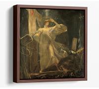 Gyzis Nikolaos - Archangel, study for the Foundation of the Faith. Canvas Floater Frame Square Print Picture Art - Walnut Frame 30 inch wide x 30 inch high
