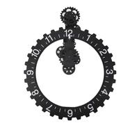 GYZOUKA 3D Moving Gear Clock Retro Large Hanging Rotary Mechanical Wall Clock with Seamless 304 Stainless Steel for Living Room Office Study (Black)
