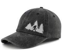 GzacDeope Bigfoot Hats for Men Women, Funny Adjustable Cotton Embroidered Sasquatch Baseball Cap, Black, One size