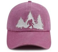 GzacDeope Bigfoot Hats for Men Women, Funny Adjustable Cotton Embroidered Sasquatch Baseball Cap, Pink, One size