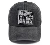 GzacDeope I Paused My Game to Be Here Hat for Men Women, Funny Adjustable Cotton Embroidered Baseball Cap, I Paused My Game to Be Here Embroidered Black, One Size