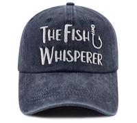 GzacDeope The Fish Whisperer Hat fot Men Women, Funny Adjustable Cotton Embroidered Fishing Baseball Cap, Navy, One size