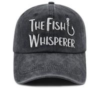 GzacDeope The Fish Whisperer Hat fot Men Women, Funny Adjustable Cotton Embroidered Fishing Baseball Cap, Black, One size