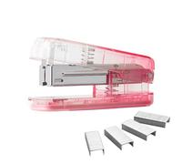 GZBABY Clear Acrylic Stapler with 1000 Staples, Desktop Stapler for Office School Home, Fashion Shape, 20Sheets Capacity (Red)